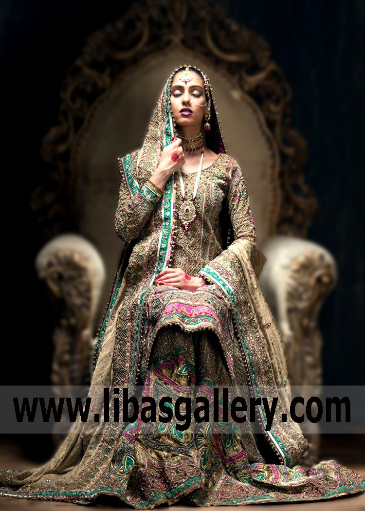 Indian Wedding Dresses Wedding Sharara Durham England UK Fahad Hussayn Designer Bridal Sharara Shops UK